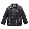 Children's Motorcycle Leather Jackets 2021 Autumn New Korean Boys And Girls Zipper Pocket Lapel Tops Kids Fashion Coats