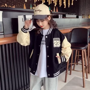 Stylish Children's Jacket For Girls 2023 New Korean Style Spring Clothing Toptrendy Baseball Uniform