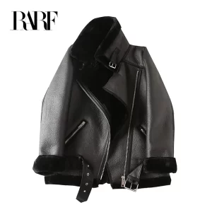 RARF The new women's jacket with extra thick warm and extra thick lamb feather rider jacket with artificial fur