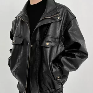 Vintage American Style Loose-fit Faux Leather Jacket For Men Women Trendy Niche Design Sensibility Streetwear Versatile